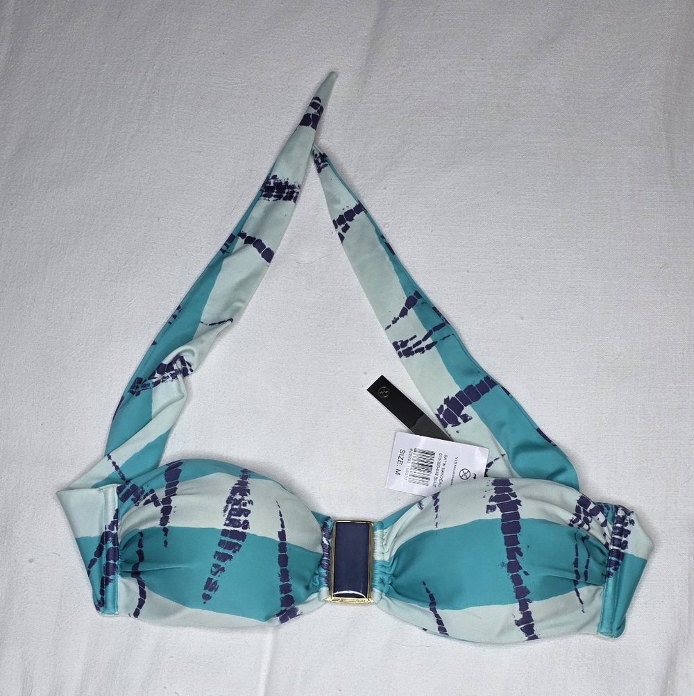 ViX Paula Hermanny Batik Bandeau Bikini Top - Blue Teal - Size M - NWT - Picture 6 of 11